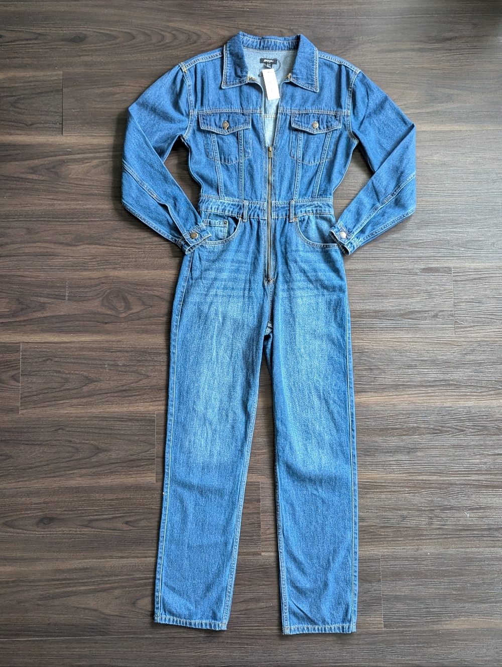 NWT Nasty Gal Denim Jumpsuit 6 Boho Cotton Streetwear Baddie Boilersuit